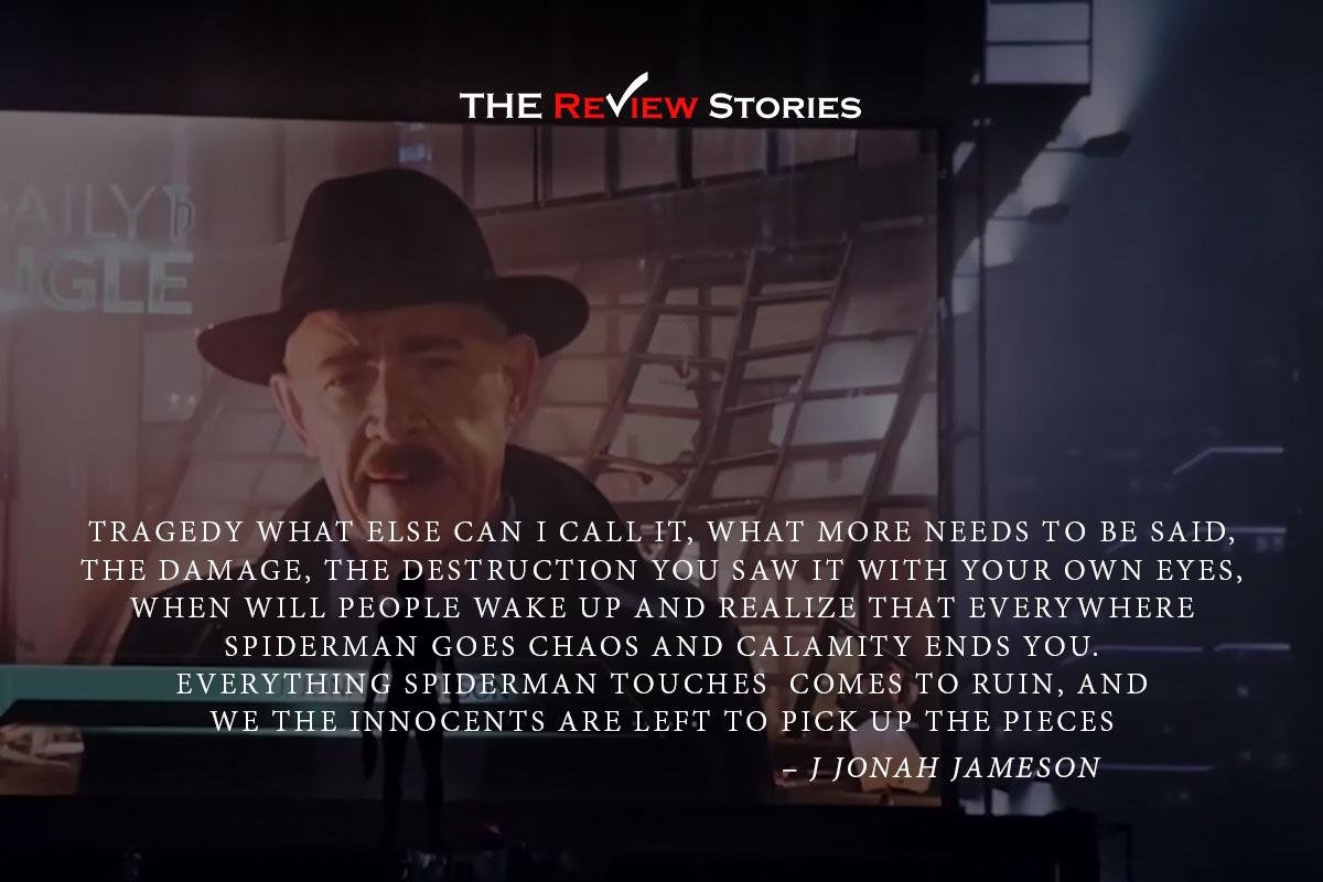 Tragedy what else can I call it, what more needs to be said, the damage, the destruction you saw it with your own eyes, when will people wake up and realize that everywhere Spiderman goes chaos and calamity ends you. Everything Spiderman touches comes to ruin, and we the innocents are left to pick up the pieces
