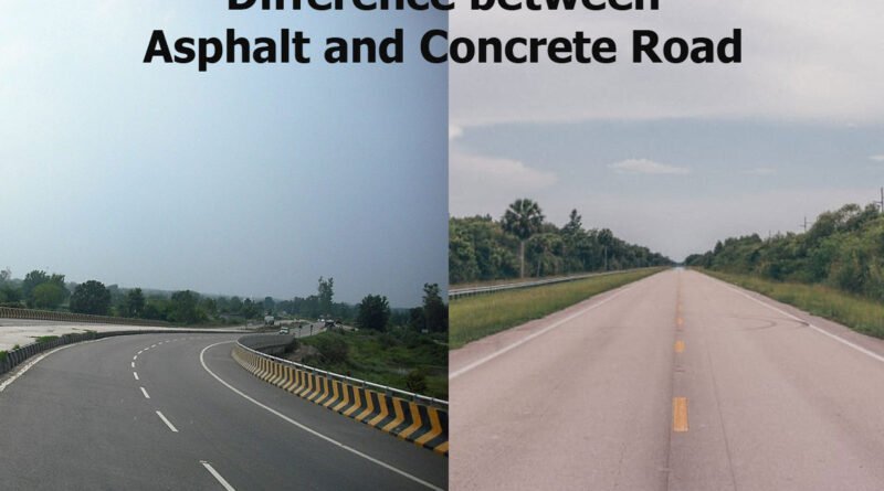 Difference between Asphalt and Concrete Road