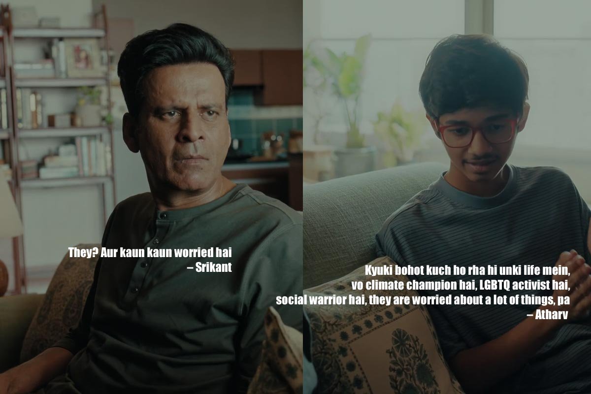 Kyuki bohot kuch ho rha hi unki life mein, vo climate champion hai, LGBTQ activist hai, social warrior hai, they are worried about a lot of things, pa – Atharv
They? Aur kaun kaun worried hai – Srikant
Not that “They” pa, Dhriti “they” – Atharv