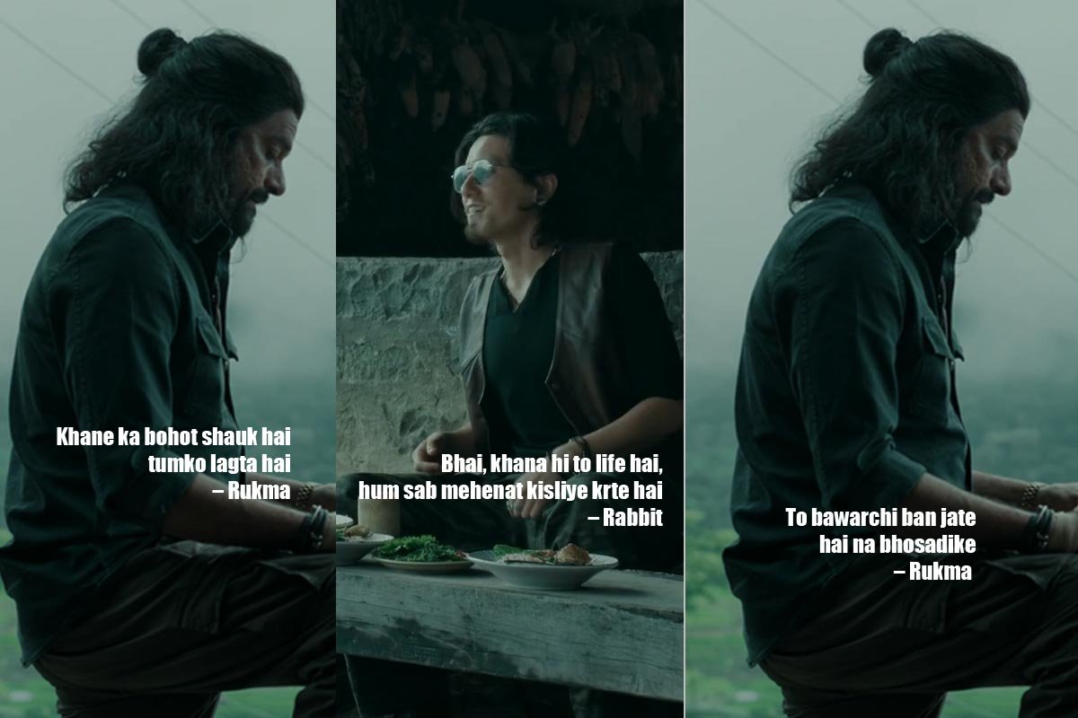 Khane ka bohot shauk hai tumko lagta hai – Rukma Bhai, khana hi to life hai, hum sab mehenat kisliye krte hai – Rabbit To bawarchi ban jate hai na bhosadike – Rukma